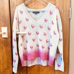SKULL CASHMERE PINK AND GREY SWEATER MEDIUM